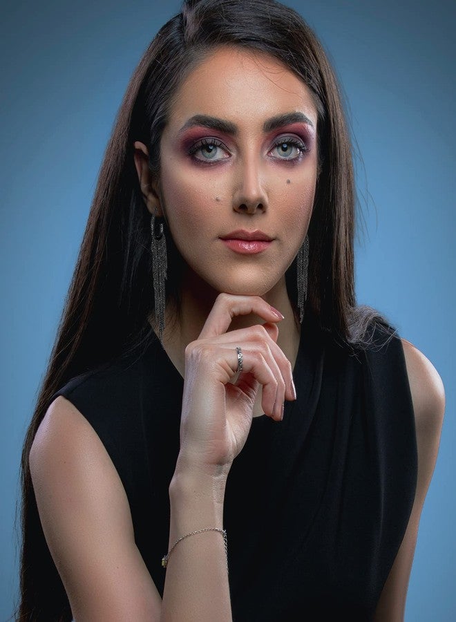 أقراط طويلة بشرابة مرصعة بأحجار الراين السوداء للنساء. أقراط متدلية بشرابة كريستالية، أقراط من الزركون، مجوهرات عصرية، هدايا للنساء (النمط ج) - Image 2